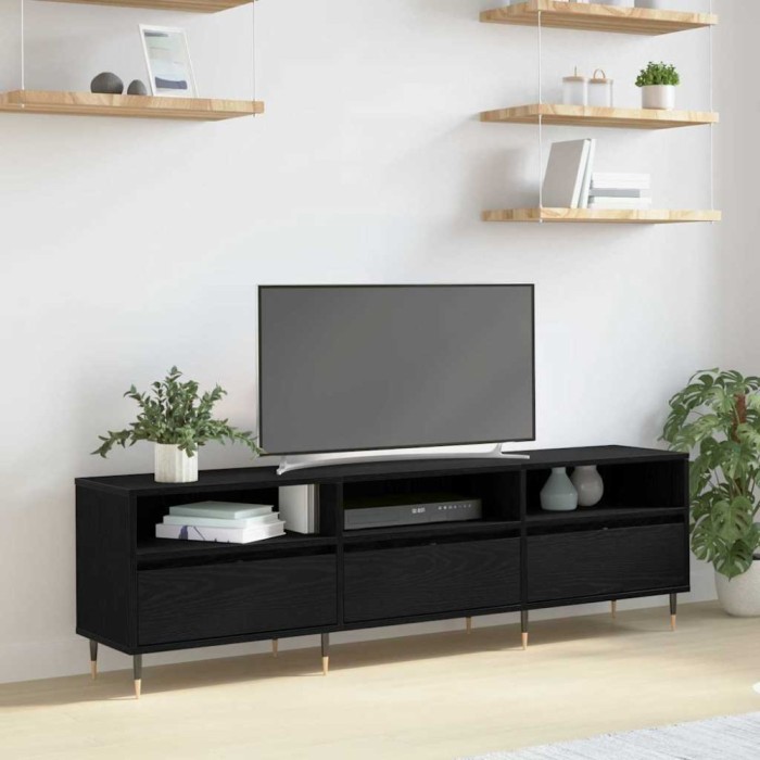 vidaXL Cabinet TV Stejar negru 150 x 30 x 44.5 cm Lemn compozit 869075