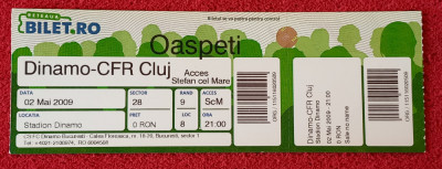 Bilet meci fotbal DINAMO BUCURESTI - CFR CLUJ (02.05.2009) foto