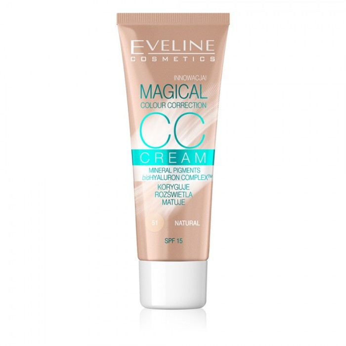 BEA35-100 Fond de ten Eveline CC Cream Magical Colour Correction 51 Natural 30 ml