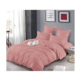 Cumpara ieftin Lenjerie de Pat Dublu, Bumbac Finet-Creponat, 6 Piese, Roz Pudra Inchis-LJ1107