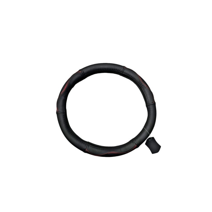 Husa volan piele cu gaurele negru si rosu K432 marime 37-39 cm 521075 131123-15
