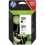 Pachet Cartus HP 301, Black si Tricolor