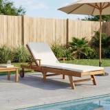 vidaXL Șezlong 1-persoană Maro și Crem Lemn solid de tec 42032670