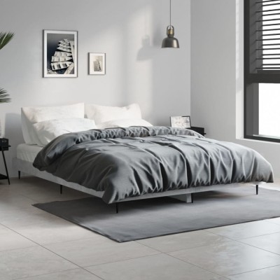 vidaXL Cadru de pat, gri beton, 140x190 cm, lemn prelucrat 832281 foto