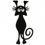 Decoratiune perete Krodesign Funny Cat, lungime 52 cm, negru, VivaTechnix