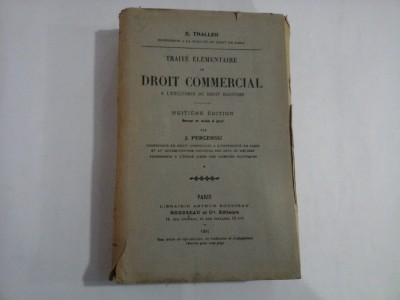 TRAITE ELEMENTAIRE DE DROIT COMMERCIAL - E. THALLER - 1931 foto