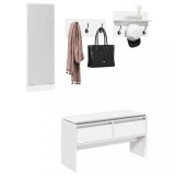 VidaXL Set de mobilier pentru hol, 4 piese, alb, lemn prelucrat