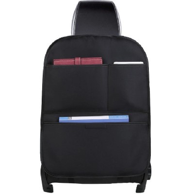 Organizator scaun auto din piele eco cu buzunare negru foto