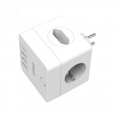 Fisa cub cu 2 x Schuko + 2 x Euro + 3 x USB-A + 1 x USB type C 20W Alb, ELAD-2SH2EU-PROT/USBC4-WL