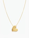 Cumpara ieftin Colier din Argint 925 Placat cu Aur , zSatin Heart, - Lant Fin cu Pandantiv Inima Asimetrica Texturata
