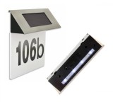 Numar de casa cu LED, Incarcare Solara, carcasa otel, cifre 0-9, Litere a-f.