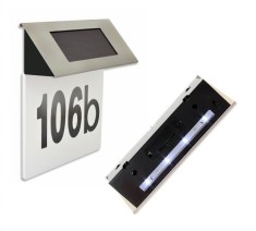 Numar de casa cu LED, Incarcare Solara, carcasa otel, cifre 0-9, Litere a-f.