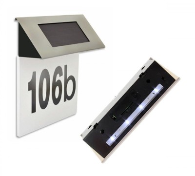 Numar de casa cu LED, Incarcare Solara, carcasa otel, cifre 0-9, Litere a-f. foto