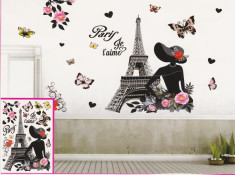 Sticker decorativ 5D Paris Je t&amp;amp;amp;#039;aime + Cadou set Stiker fosforescente foto