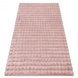 Covor BUBBLE roz pudra 45 IMITARE BLANĂ DE IEPURE 3D structural, 60x100 cm