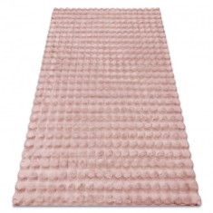 Covor BUBBLE roz pudra 45 IMITARE BLANĂ DE IEPURE 3D structural, 60x100 cm
