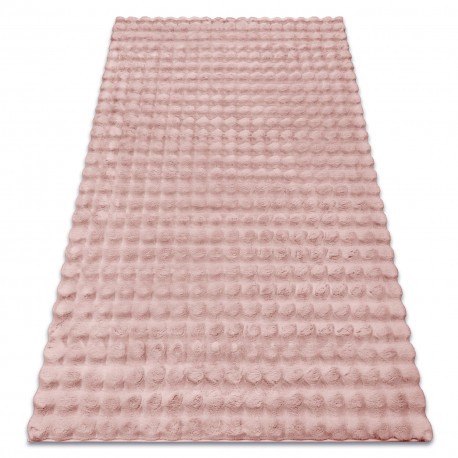 Covor BUBBLE roz pudra 45 IMITARE BLANĂ DE IEPURE 3D structural, 80x150 cm