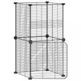 Cusca animale de companie cu usa, 8 panouri, negru 35x35cm otel
