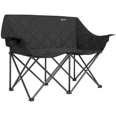 Outsunny Scaun pliabil 2 locuri, scaun de camping pliabil cu geantă de transport, outdoor, suportă p&acirc;nă la 250 kg, 145 x 60 x 92 cm, Negru | Aosom Rom