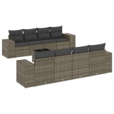 Cumpara ieftin Set canapele de gradina, 9 piese, cu perne, gri, poliratan