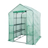 Sera de gradina 143x143x195 cm cu 4 rafturi, folie PE si cadru metalic