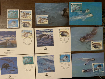 Mauritius - foci - serie 4 timbre MNH, 4 FDC, 4 maxime, fauna wwf foto