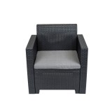 Scaun Gradina Plastic Nero Grafit, Tip Fotoliu, Rezistent UV, 57.5x75x79 cm, Exterior, Cu Brate, Greutate Maxima 150 kg