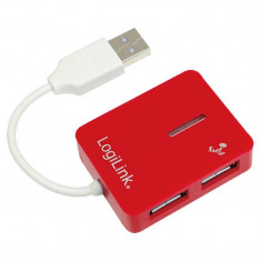 Hub USB Logilink UA0140 USB 2.0 4 porturi Smile Red foto