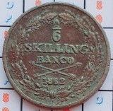 1028 Suedia 1/6 Skilling Banco 1852 Oscar I (1844-1859) km 656, Europa