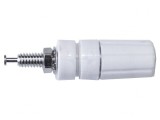 Soclu Banană Albă Nichelat 4mm 15A 2,5kV 50&divide;115&deg;C
