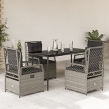 Cumpara ieftin Set mobilier de grădină cu perne, 5 piese gri deschis poliratan
