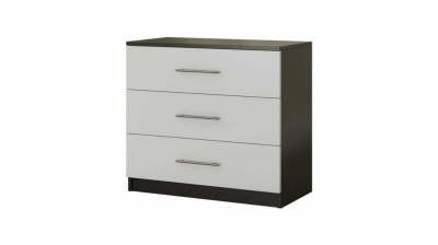 Comoda 3 sertare, Wenge Alb, 90x82x45 cm foto