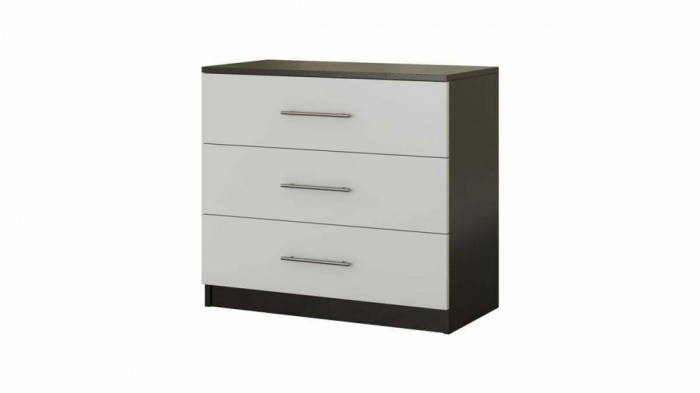 Comoda 3 sertare, Wenge Alb, 90x82x45 cm