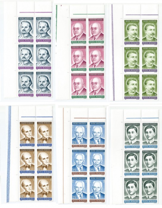 |Romania, LP 1229/1992, Aniversari - Comemorari - Personalitati, bloc de 6, MNH