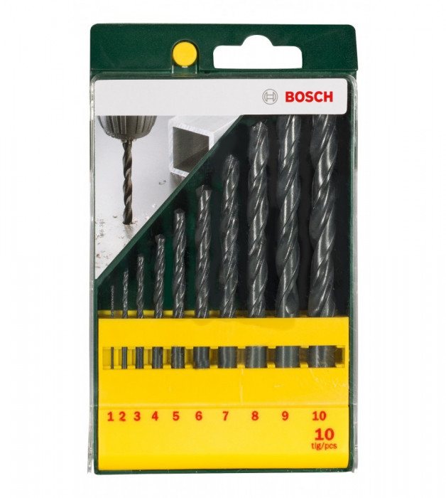 Set 10 burghie pentru metal, Bosch, diametre de la 1mm la 10mm (2607019442)