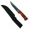 Cutit Vanatoare Rainbow Reign Ideallstore, 33cm, Lama Otel 21cm, Multicolor, Lemn, Teaca Inclusa, Camping, Drumetii