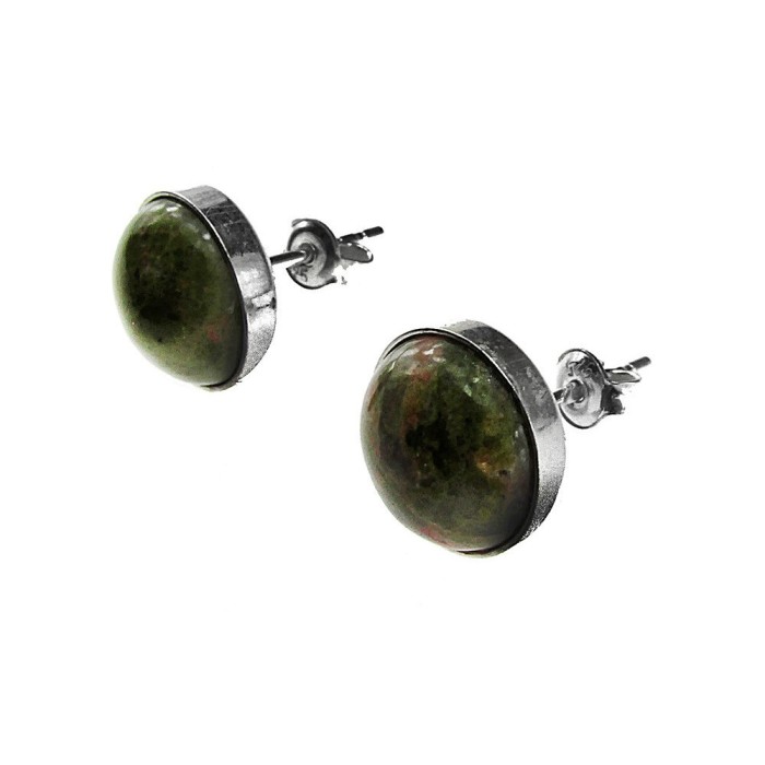 Cercei argint cu unakit natural 10 MM