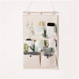 Organizator de perete Anzirose, bumbac/in/plastic, bej/alb/verde, 36 x 58 cm