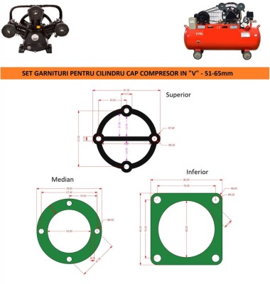 Garnituri set pentru cap compresor de aer V 51mm CH078 Mod.1(G) foto