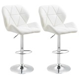 Set 2 scaune de bucatarie/bar, Avery, rotative, piele, alb si argintiu, 51.5x57.5x93-114.5 cm, ART