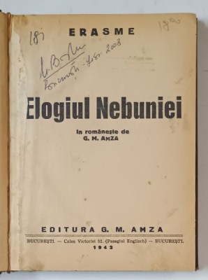 ELOGIUL NEBUNIEI - de ERASME , 1942 foto