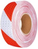 Banda reflectorizanta adeziva tip fagure - ROSU-ALB rola 4cm x 23m