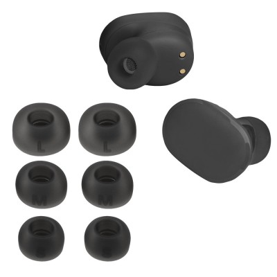 Set 6 Varfuri de schimb Kwmobile pentru JBL Tune Buds, Negru, Silicon, KWM0000256A001C foto