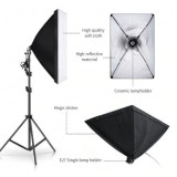 Cumpara ieftin Set studio iluminare cu 2 softbox, 2 becuri fluorescente spiralate 85W, black screen, clame pentru panza, geanta transport