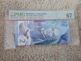 Bancnota 2 dolari, Barbados, Central Bank, 2022, PMG 67