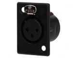 Soclu XLR Mamă 3 Pin cu Buton Negru 16A, Neutrik