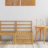 vidaXL Canapea Medie Exterior Lemn Masiv Acacia Alb Design cu Sipci Durabila