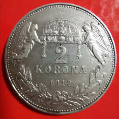 SV * Ungaria 2 KORONA / COROANE 1912 * ARGINT .900 * Franz Josef * XF (+)