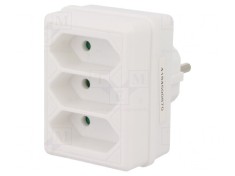 Conector Alimentare AC Splitter Alb 3x Soclu foto