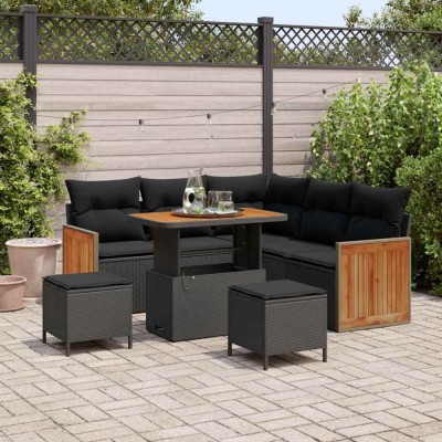 vidaXL Set de canapele pentru grădină 8 pcs Negru 90 x 55 x 71 cm 3363304 foto